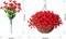 Artificial Faux Hanging Flowers Plants Baskets for Outdoors Outside Spring Decoration, Fake Silk Red Morning Glory UV Resistant Look Real for Front Door Porch Patio Balcony Yard Garden Home